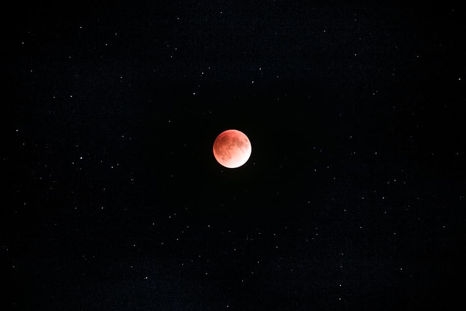 Red Moon And Stars Photo, Sky, Backgrounds, Earth, Space, night HD wallpaper