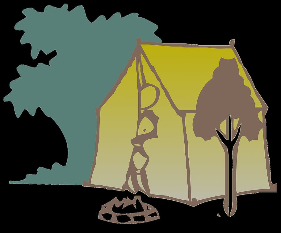 camp, camping, site, rest, tent, graphic, no people, silhouette HD wallpaper