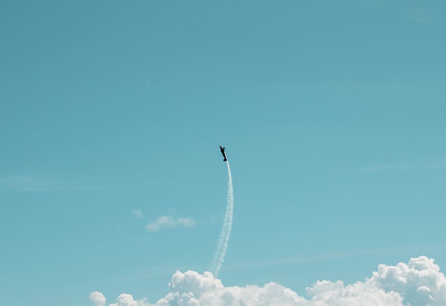 plane flying with contrail during daytime, vehicle, transportation HD wallpaper