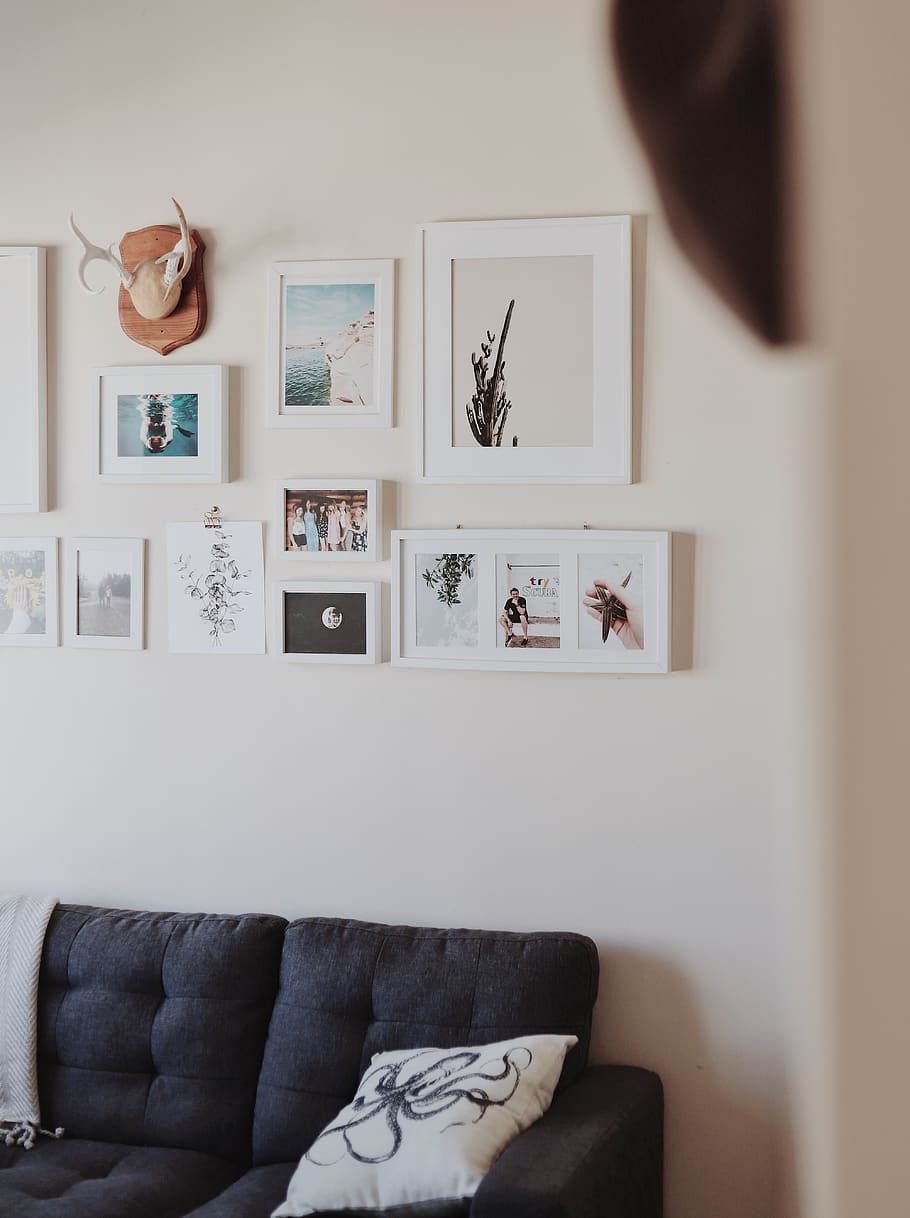 white wall photo frame, domestic room, home interior, furniture HD wallpaper