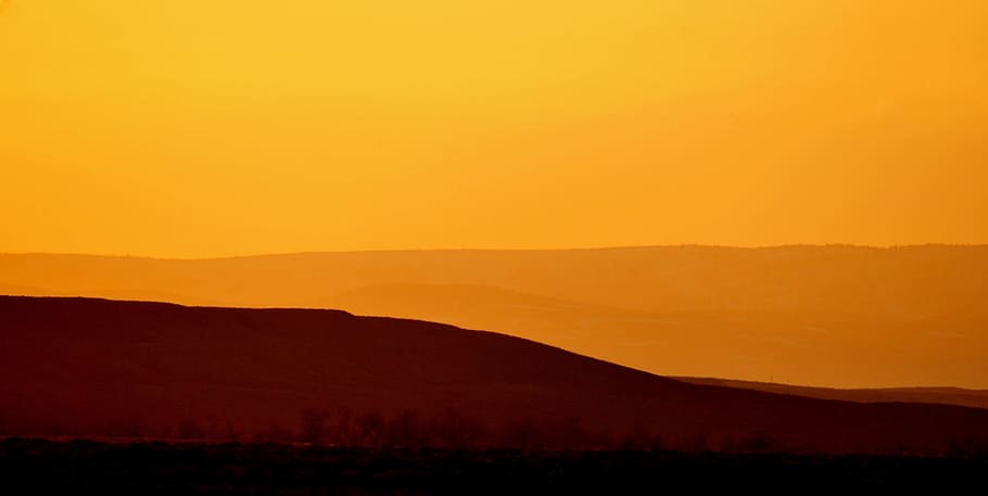 sunset, evening, nature, landscape, dark, silhouette, mountain HD wallpaper