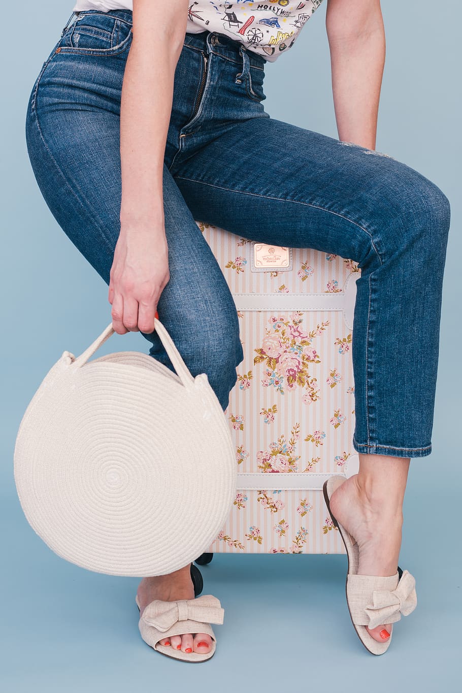 white leather handbag, one person, casual clothing, women, low section HD wallpaper