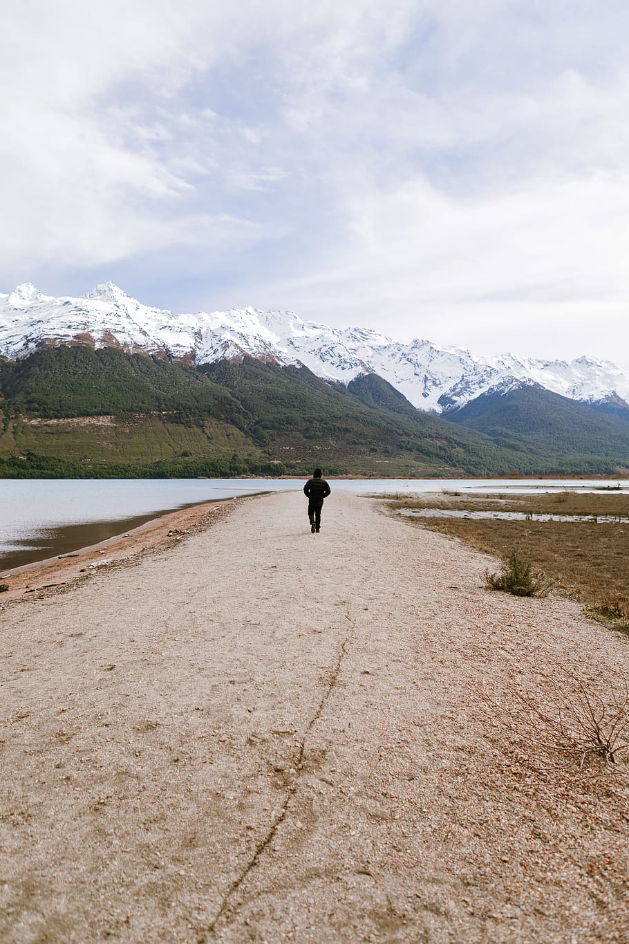 Person Walking on Path, adventure, beach, beautiful, clouds, daylight, HD wallpaper