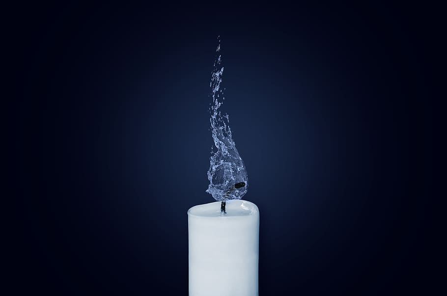 White Candle With Water Dew, extinguish, time-lapse, wick, studio shot HD wallpaper