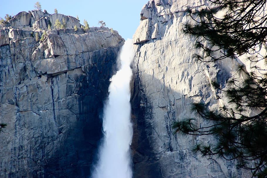 waterfall, mountain, scenics - nature, beauty in nature, rock HD wallpaper