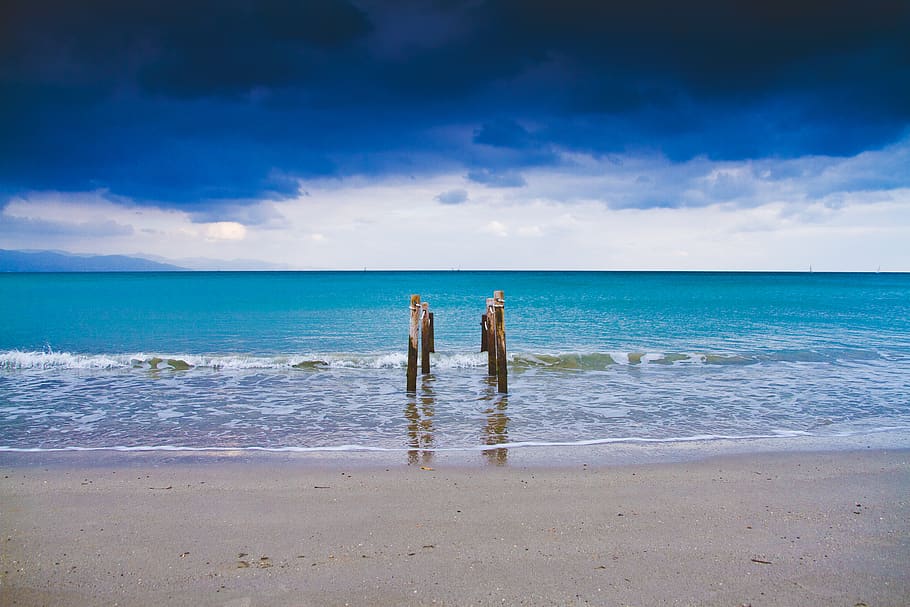sea, beach, water, land, sky, horizon, horizon over water, cloud - sky HD wallpaper