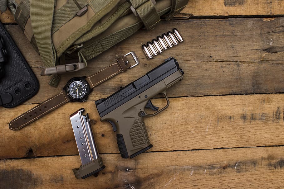 gun, tactical, handgun, pistol, semi-automatic, security, bullet, HD wallpaper
