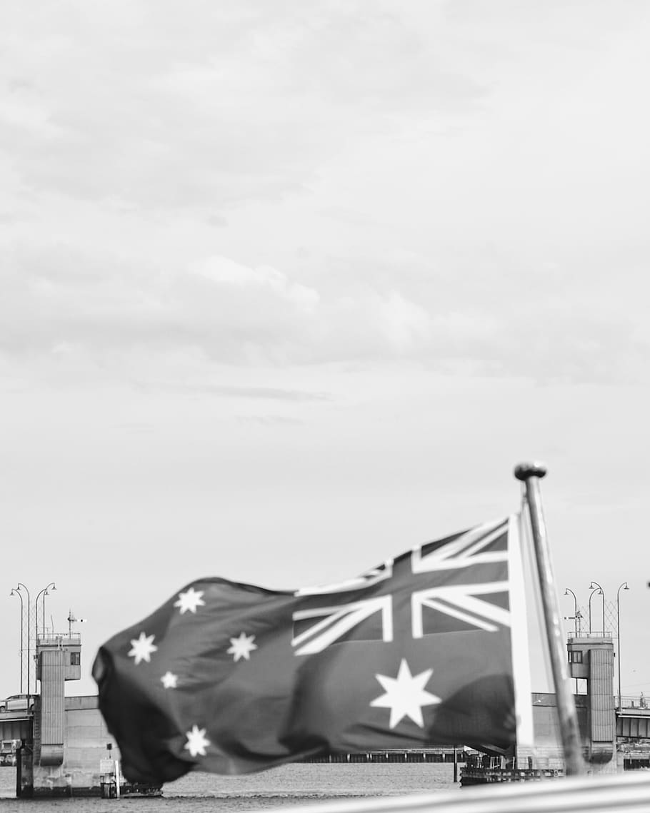 Australian flag, sky, cloud - sky, day, nature, built structure HD wallpaper
