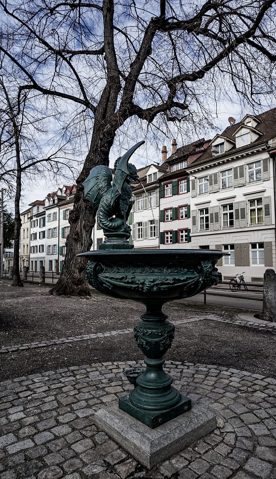fountain, basilisk, basel, city, switzerland, architecture HD wallpaper