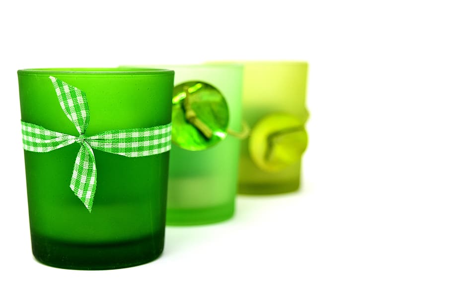 tea light holder, glasses, windlight, green, deco, decoration HD wallpaper
