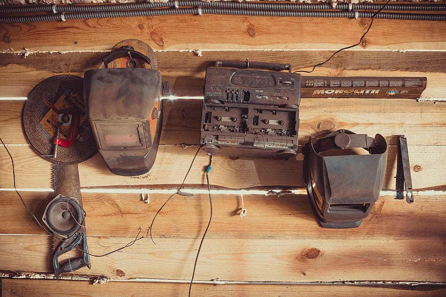 workshop, mask, old, saw, wooden, wood - material, no people HD wallpaper