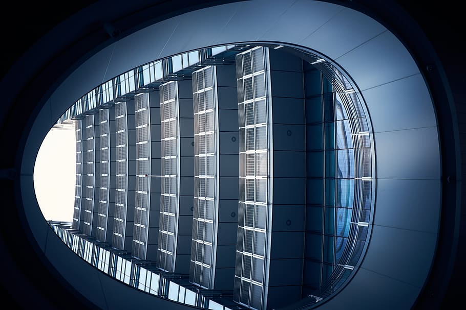 reflection, hole, skyscraper, blue, design, gae aulenti, architecture HD wallpaper