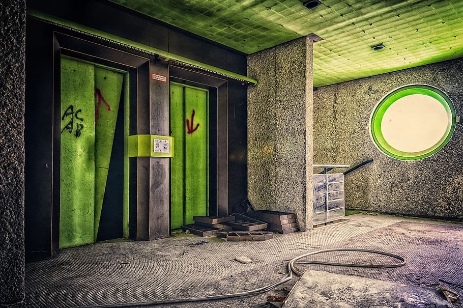 elevator, door, old, underground, pforphoto, lapsed, lost places HD wallpaper