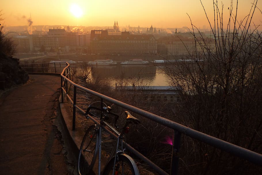 prague, city, view, river, round, morning, sun, architecture HD wallpaper