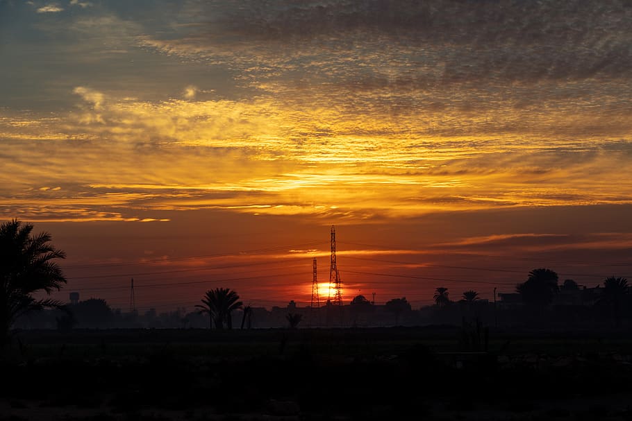 dawn, sky, sun, clouds, atmosphere, sunset, orange color, cloud - sky HD wallpaper