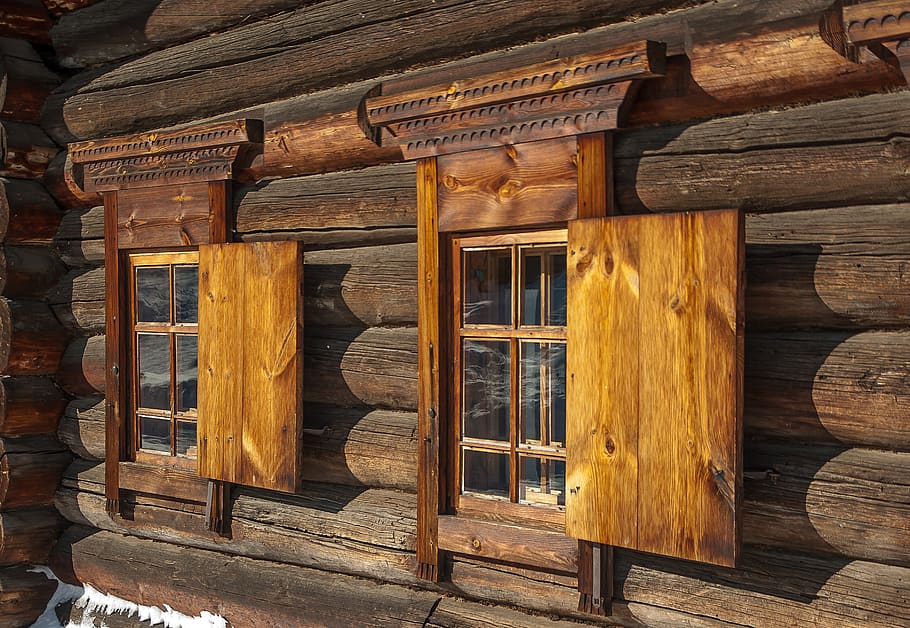 irkutsk, wooden house, shutters, wood - material, no people, HD wallpaper