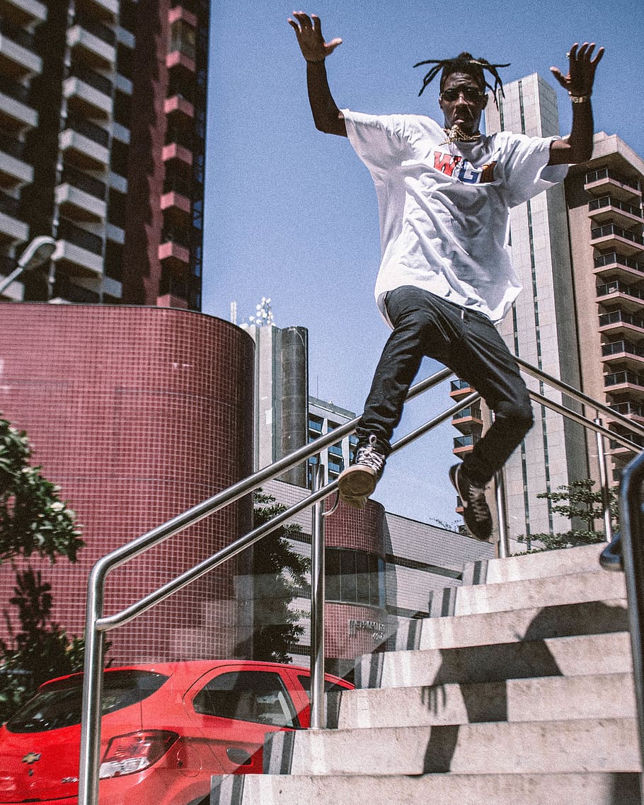 Photo of Man Jumping of Stairs, streetwear, architecture, built structure