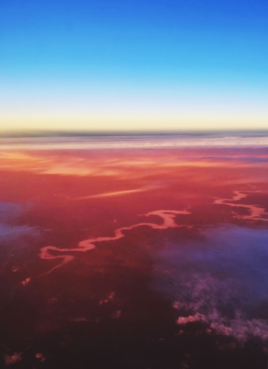 sky, from above, flying, landscape, airplane, travel, scenics - nature HD wallpaper