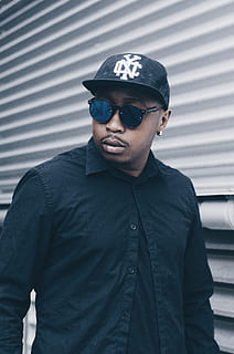 Men's Black Button Up Dress Shirt, baseball cap, casual, close-up HD wallpaper