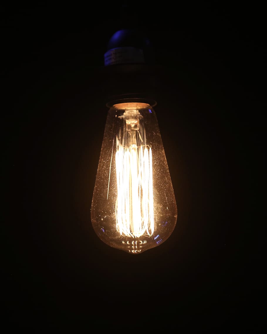 light, bulb, edison, electricity, glow, wire, shine, darkness, HD wallpaper
