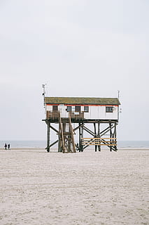 St. Peter-Ording in Germany, architecture, atmosphere, beach HD wallpaper