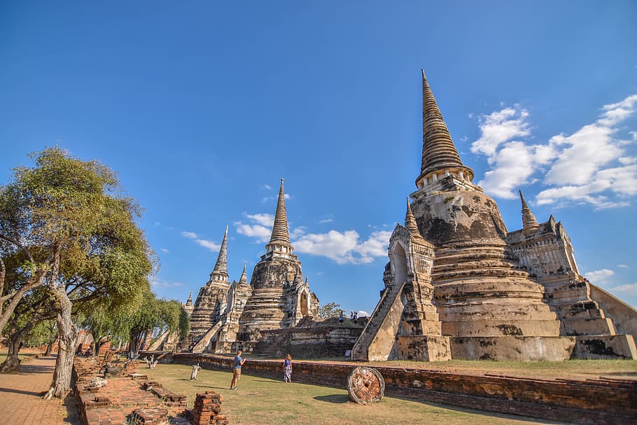 View of Pagoda Against Blue Sky, ancient, architecture, art, Buddhism HD wallpaper