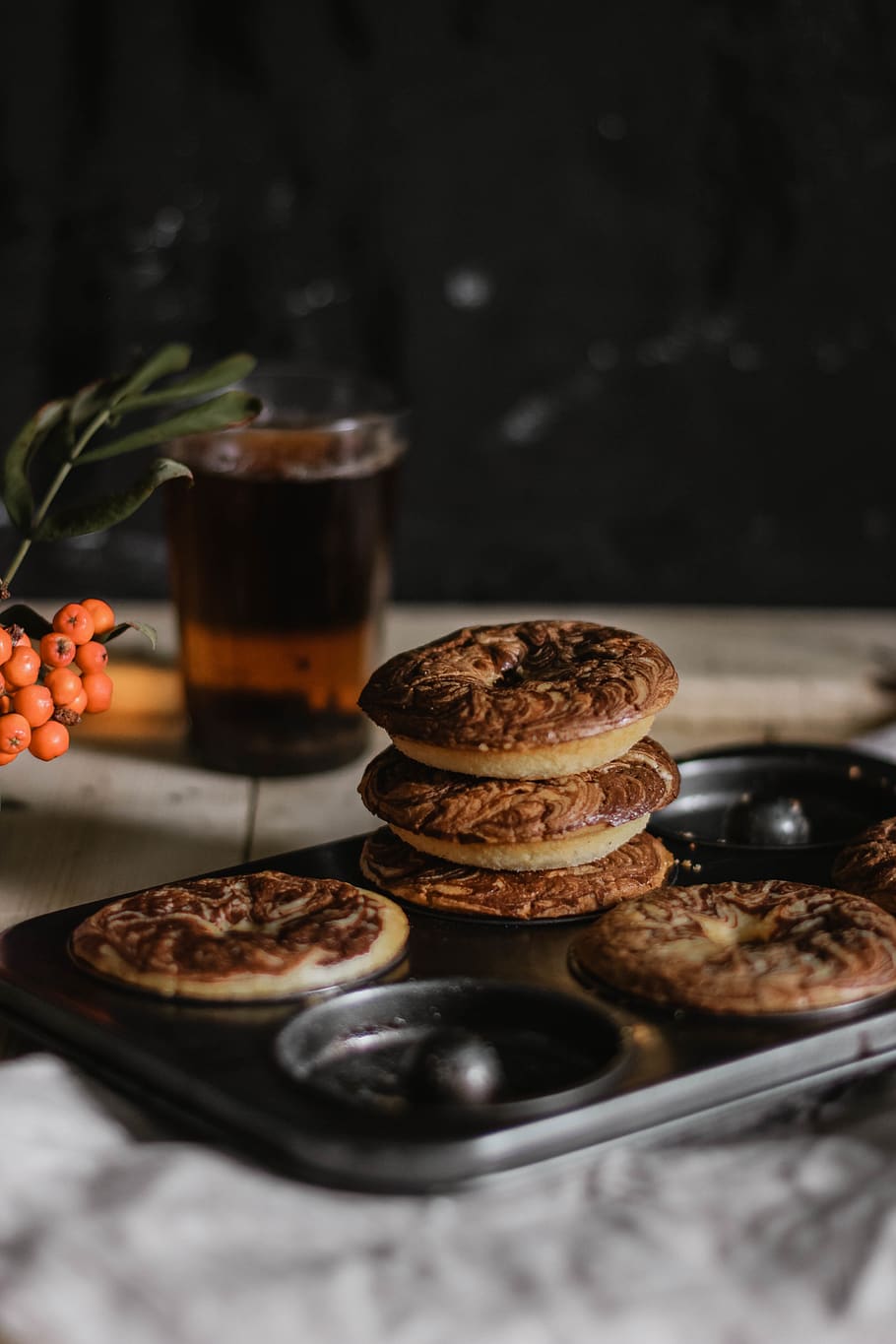 Cookies on Tray Near Bottle, baked, baking pan, beverage, bread HD wallpaper