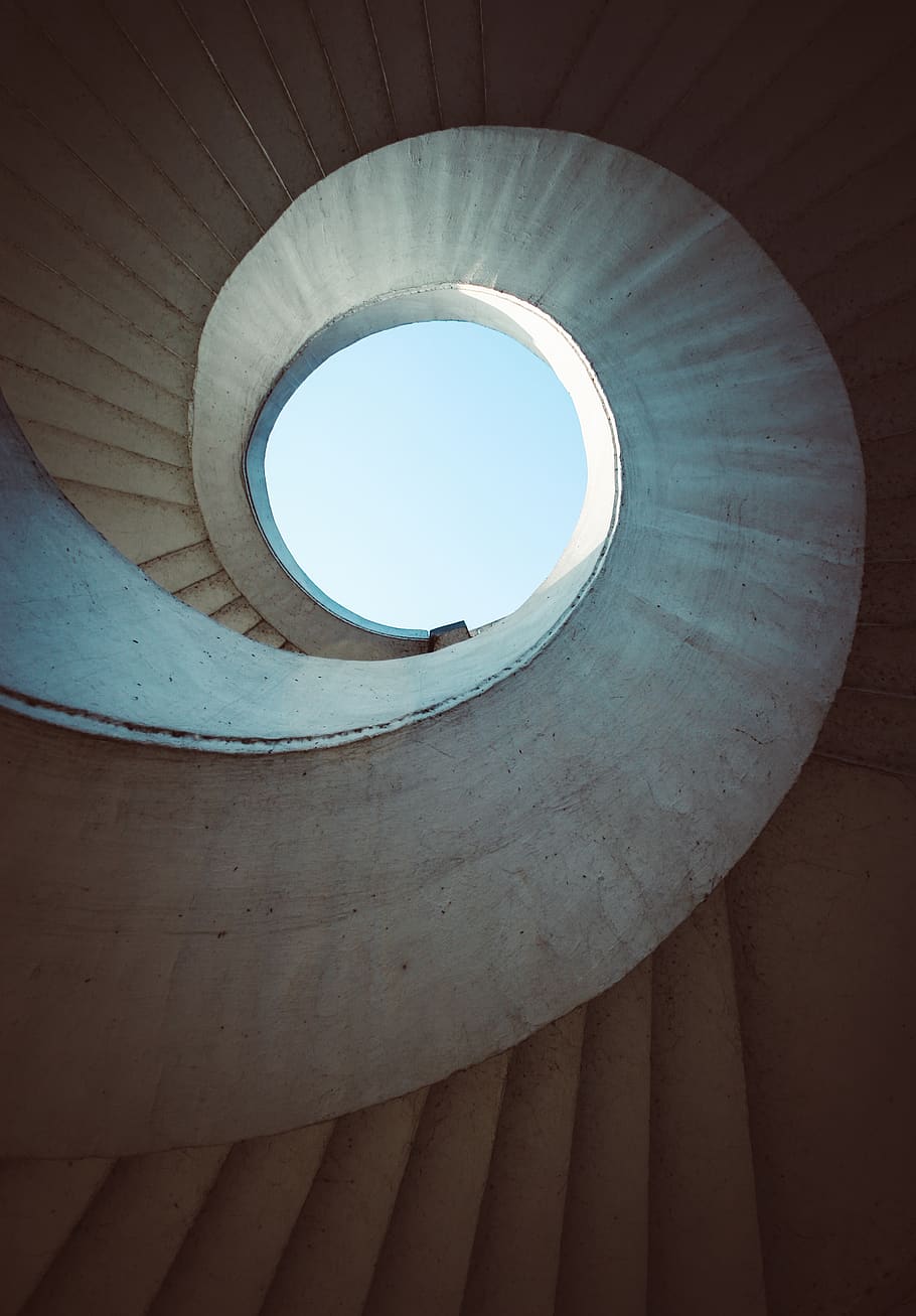 round white and gray frame, architecture, built structure, spiral HD wallpaper