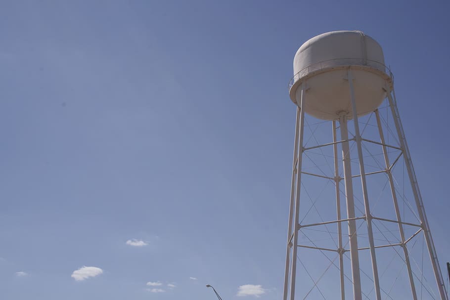 watertower, blue sky, low angle view, built structure, nature HD wallpaper