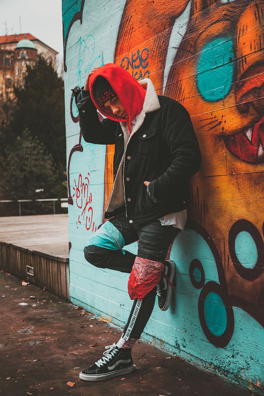 man leaning on wall during daytime, one person, real people, full length HD wallpaper