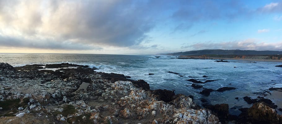 united states, pescadero, beach, rocks, tide, waves, water, HD wallpaper