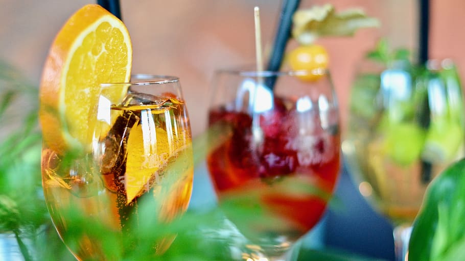 Three Clear Footed Glasses, bar, beverage, blur, celebration HD wallpaper