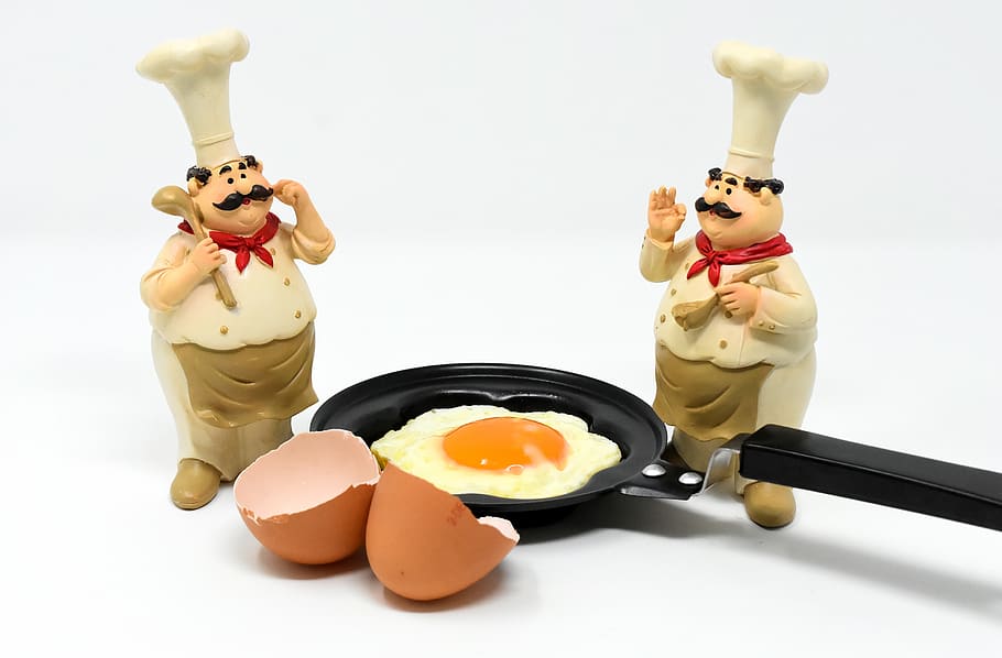 cooking, figure, fried, food, frying pan, fried eggs, delicious, HD wallpaper