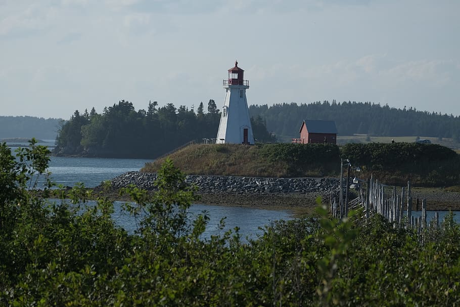 lighthouse, canada, landscape, coastline, nautical, landmark HD wallpaper