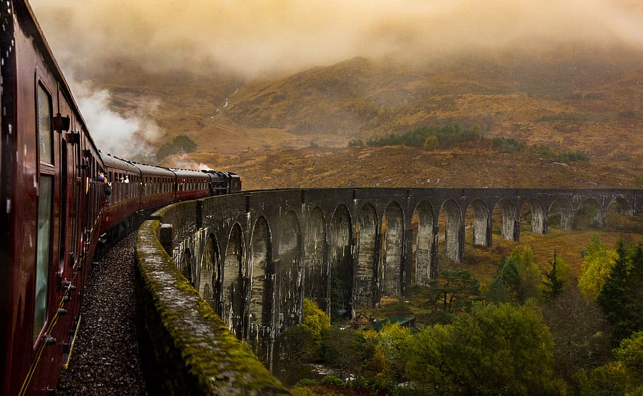 train on railway at daytime, transportation, connection, architecture HD wallpaper