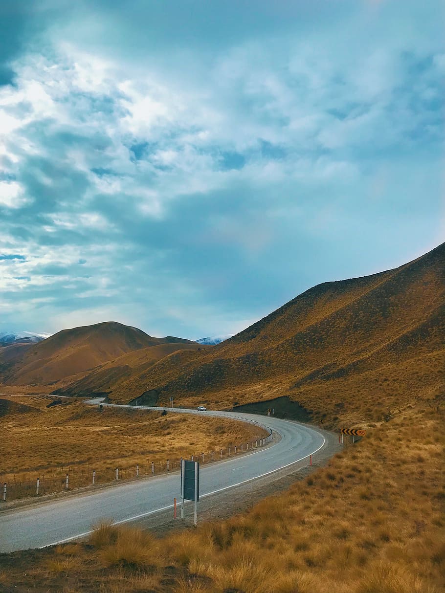 Road Surrounded By Brown Mountain, daylight, desert, hill, landscape HD wallpaper