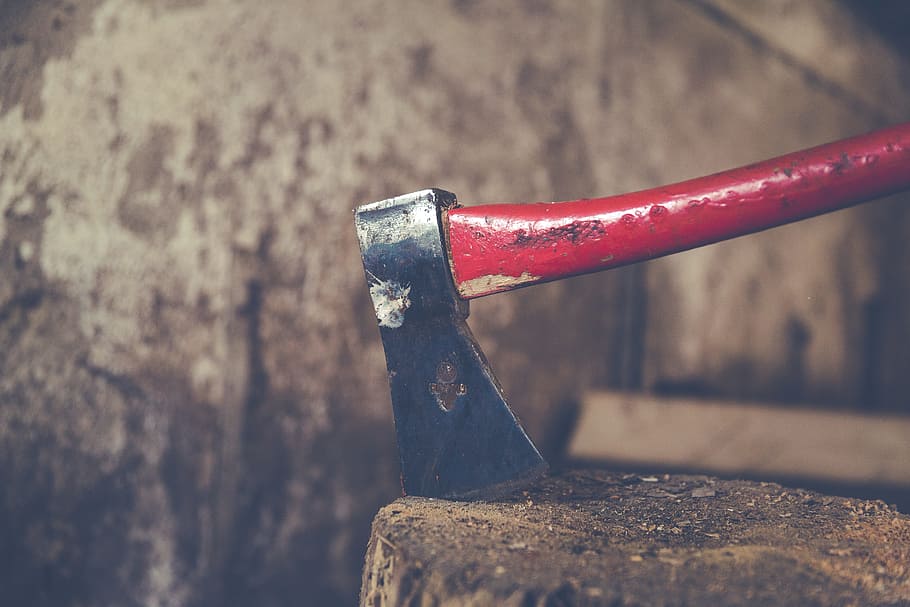 metal, axe, handle, cutting, tool, wood, close-up, no people HD wallpaper