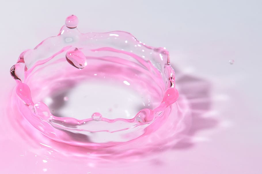 Clear Pink Ornament, art, color, drop of water, splash, pink color, HD wallpaper