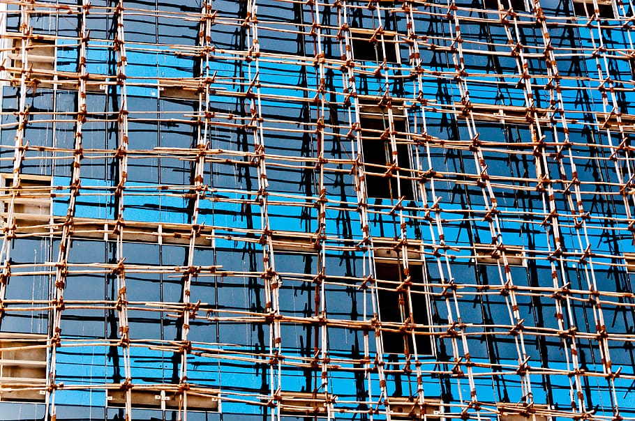 india, poona, backgrounds, full frame, no people, blue, construction site HD wallpaper