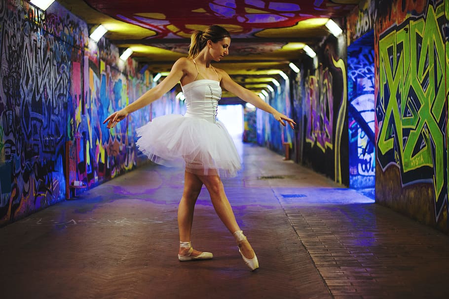 woman standing in the middle of road, underground, dance, classicalballet HD wallpaper