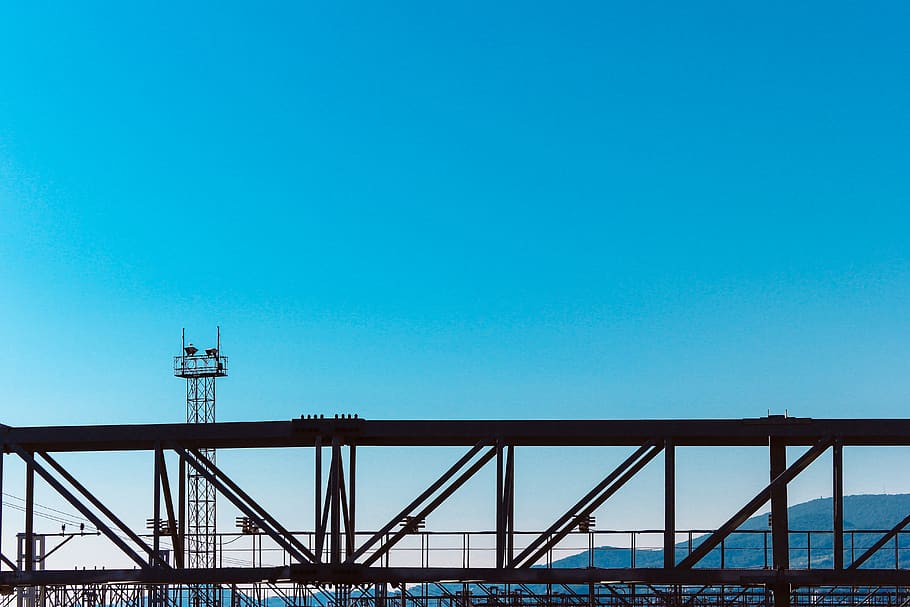 iron, tower, industrial, sky, blue, architecture, built structure HD wallpaper