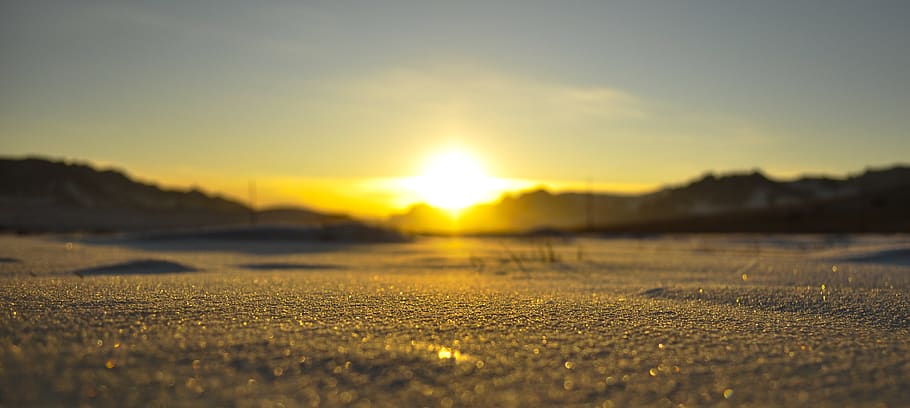 sunset, winter, snow, nature, landscape, sky, evening, mongolia HD wallpaper