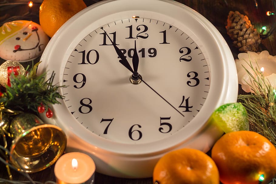 White Analog Clock, fruit, time, wall clock, number, food, food and drink HD wallpaper