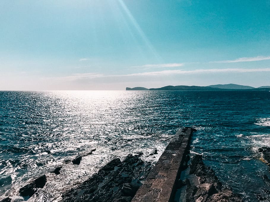 Body of Water, bay, beach, daylight, dock, high angle shot, island HD wallpaper