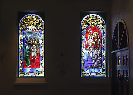 assorted religious glass window, stained glass, art, building HD wallpaper