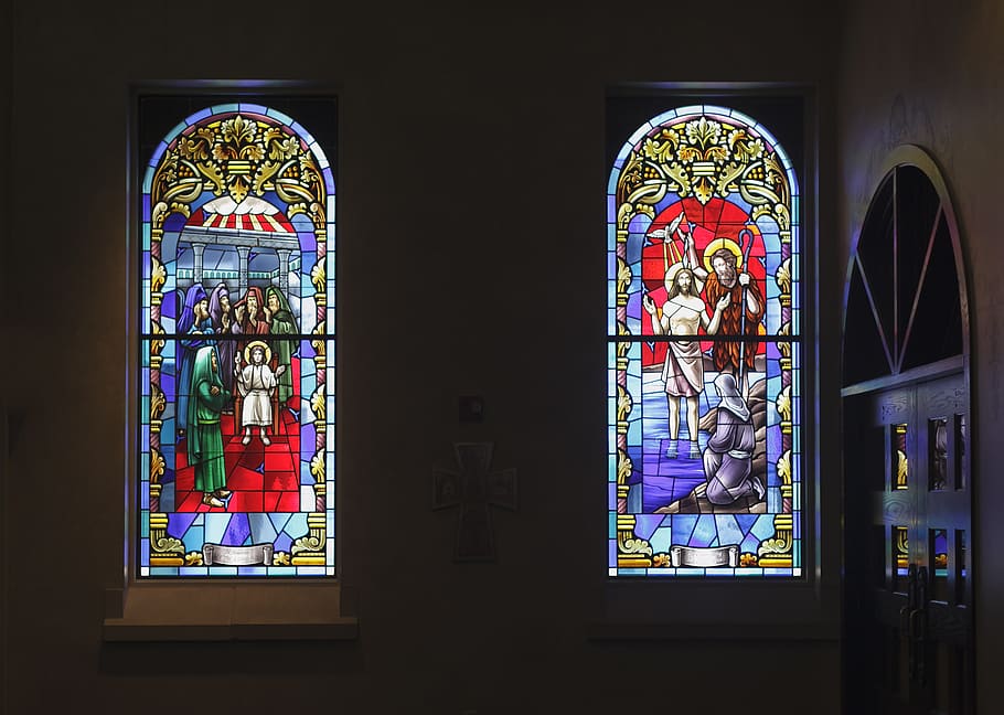 assorted religious glass window, stained glass, art, building HD wallpaper