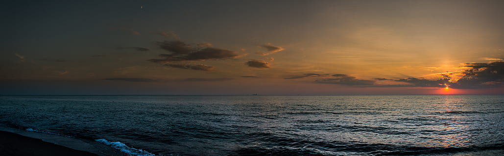 lithuania, klaipėda, beach, summer, sunset, clouds, waves HD wallpaper
