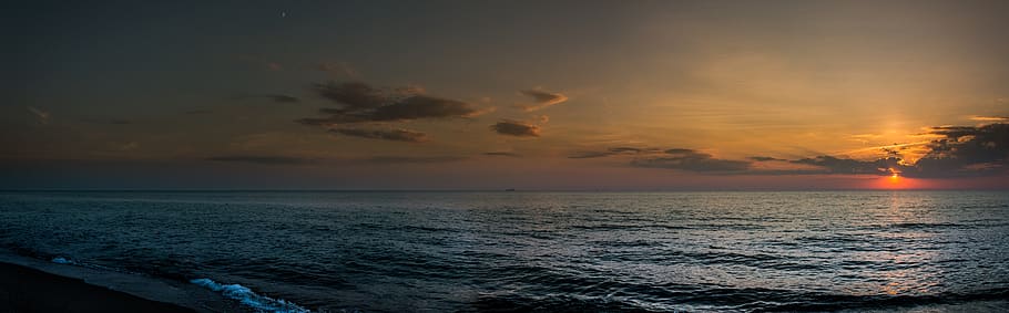 lithuania, klaipėda, beach, summer, sunset, clouds, waves, HD wallpaper