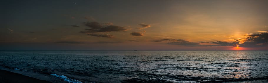 lithuania, klaipėda, beach, summer, sunset, clouds, waves HD wallpaper