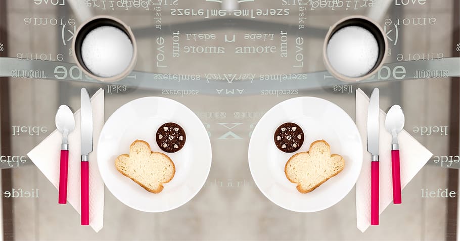 Two Round Plates With Sliced Breads On Top, cutlery, dining, drink HD wallpaper